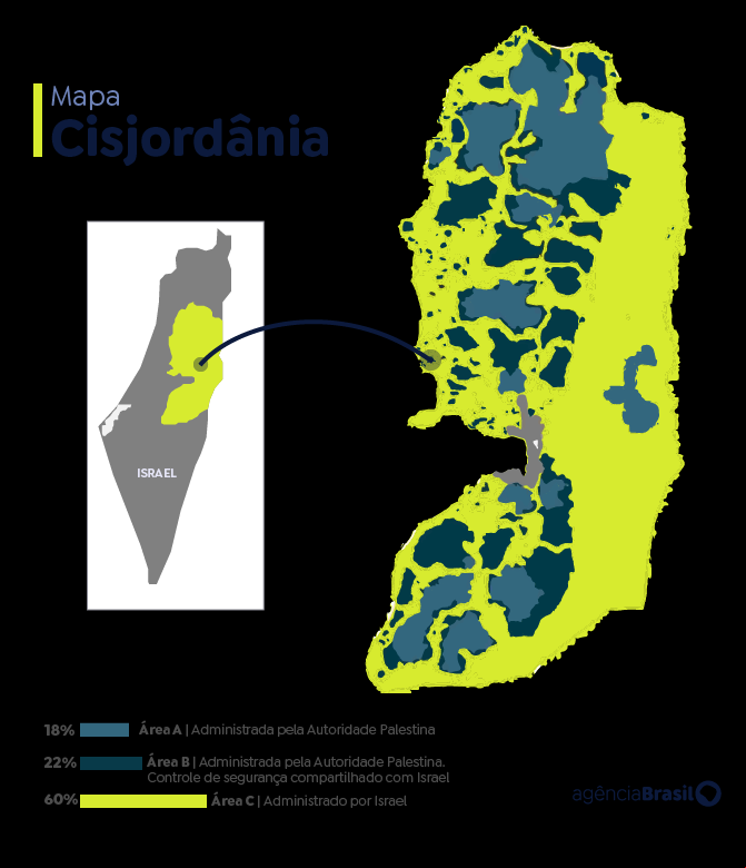mapa Cisjordânia 